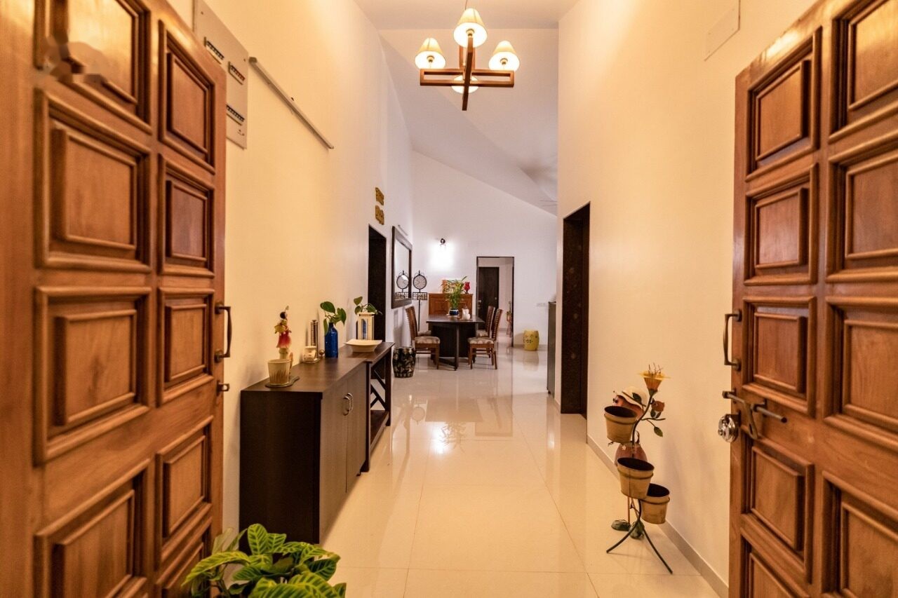 Wooden front doors of PQ Villa